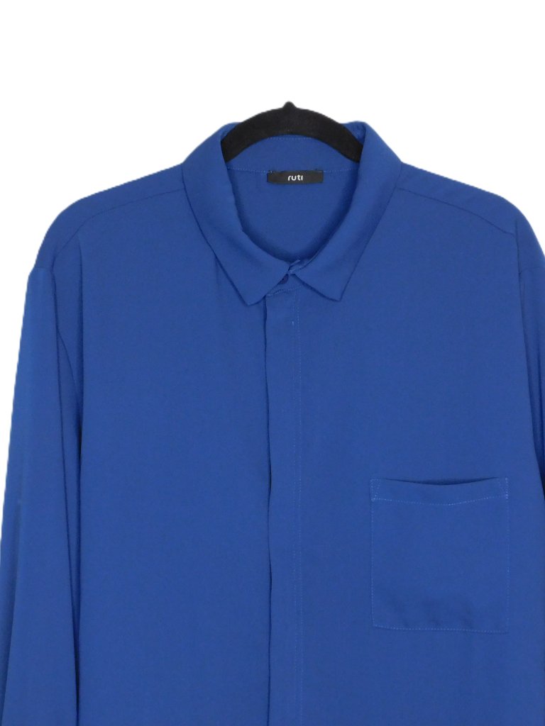 Ruti Handkerchief Zipper Blouse | Dark Royal Cobalt Blue | Euc | 4 / Small — image 3 of 8